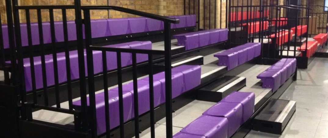 Bleacher seating in the lunch area at the Science Museum, London: a class of 30 can be seated in each section
